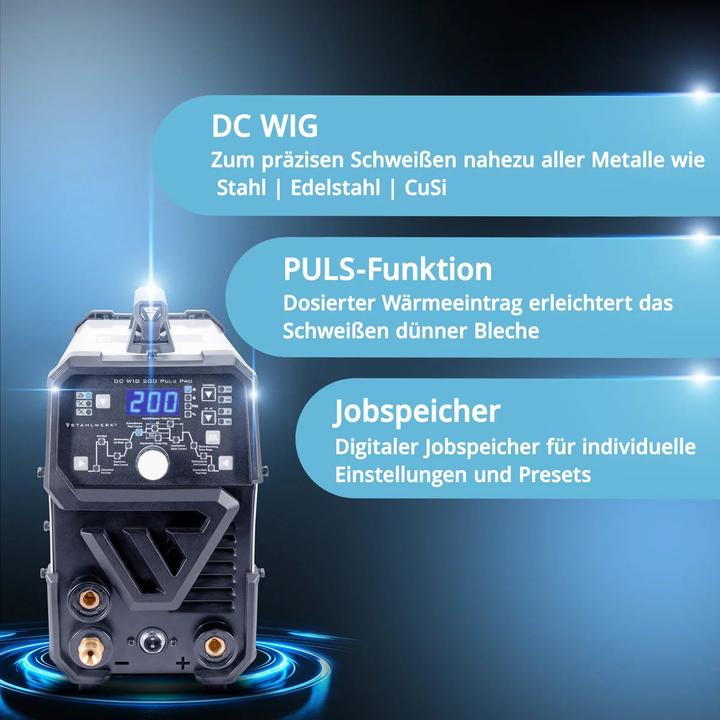 Actual product image Stahlwerk Combination welding machine DC TIG 200 Pulse Pro fully equipped 2 in 1