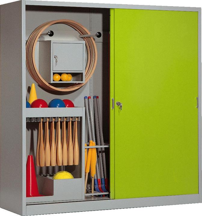 Produktbild C+P Sportgeräteschrank (HxBxT: 195x190x60 cm, mit Vollblech-Schiebetüren, Typ 5)