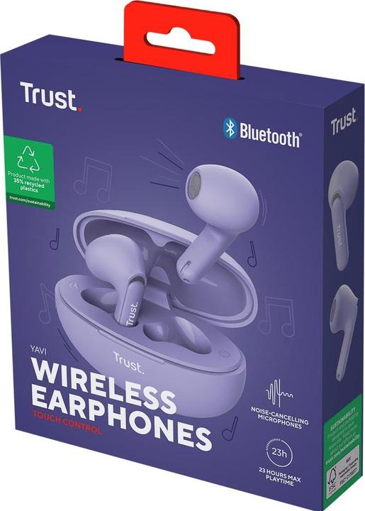 Actual product image Trust Yavi Bt Enc Earphones Purple (ANC, 23 h, Wireless)