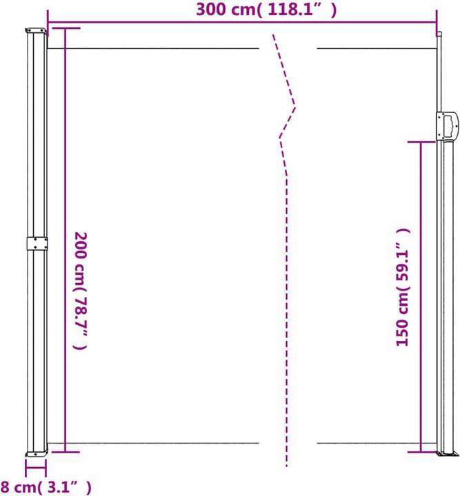 Actual product image VidaXL Extendable side awning (2 m)
