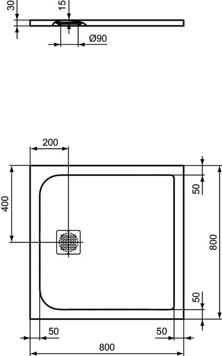 Produktbild Ideal Standard Ultra Flat S Quadratische-Brausewanne 800x800mm, K8214