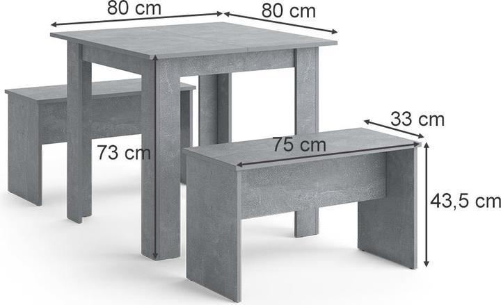 Immagine prodotto Vicco Set Sentio (80 x 80 x 73 cm)