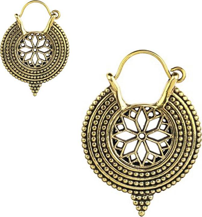 Actual product image Star Piercing Earring gold plated flower with point (Brass)