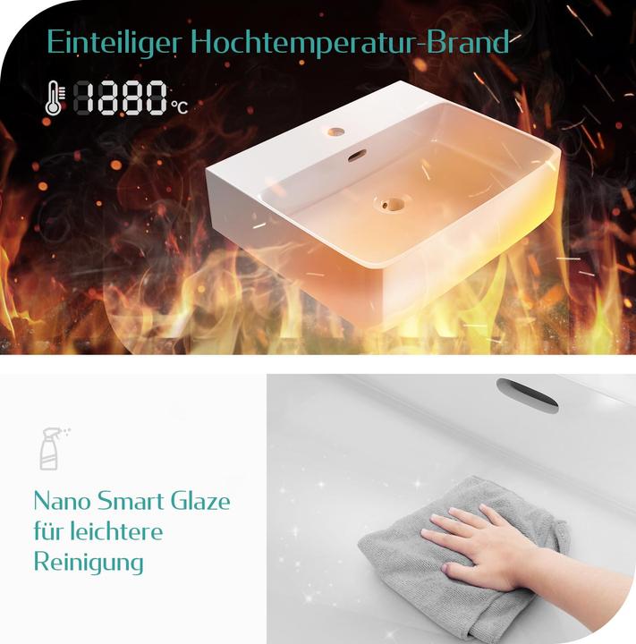 Produktbild Emke Aufsatzwaschbecken Kleines Waschbecken Handwaschbecken für Badezimmer, Rechteckig Waschplatz Au (415 mm, 425 mm)