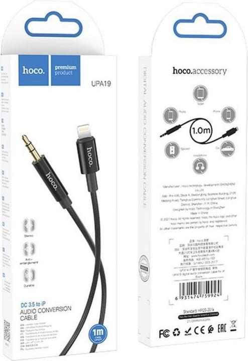 Immagine prodotto Hoco Da fulmine a 3,5 mm UPA19, 1 m, nero (1 m, Lightning)