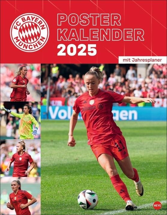 Actual product image Heye FC Bayern Munich Women's Poster Calendar 2025 (34 x 44 cm, Hardcover, German)
