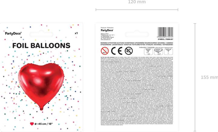 Image du produit Partydeco Ballon coeur rouge 45cm (1 x)