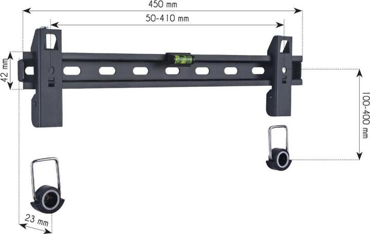 Produktbild Techly Befestigungskit (Wandmontage) - für Flachbildschirm - Schwarz - Bildschirmgrösse: (Wand, 55", 50 kg)