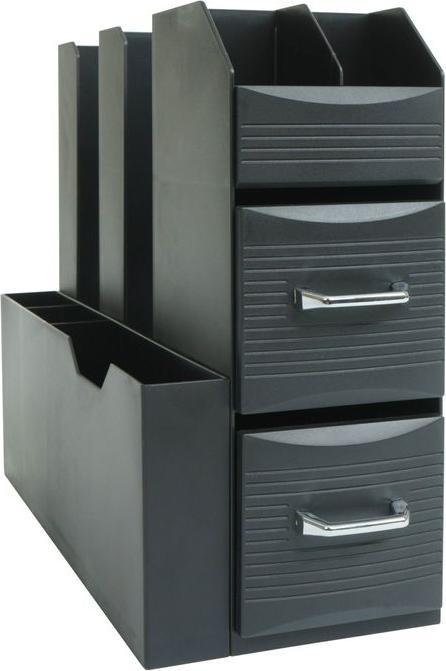 Mendler Organizzatore da scrivania HWC-L97, con 2 cassetti e 7 scomparti, 29x14x33 cm