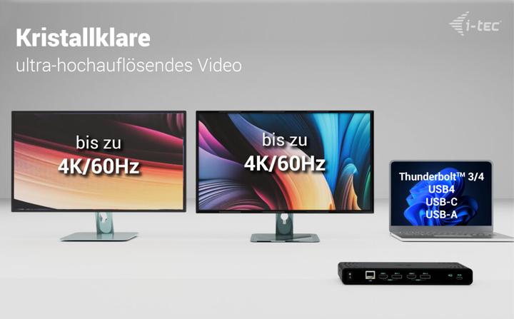 Produktbild i-tec Universal Dual 4K Display Docking Station PD 85W (USB-C, 10 Ports)