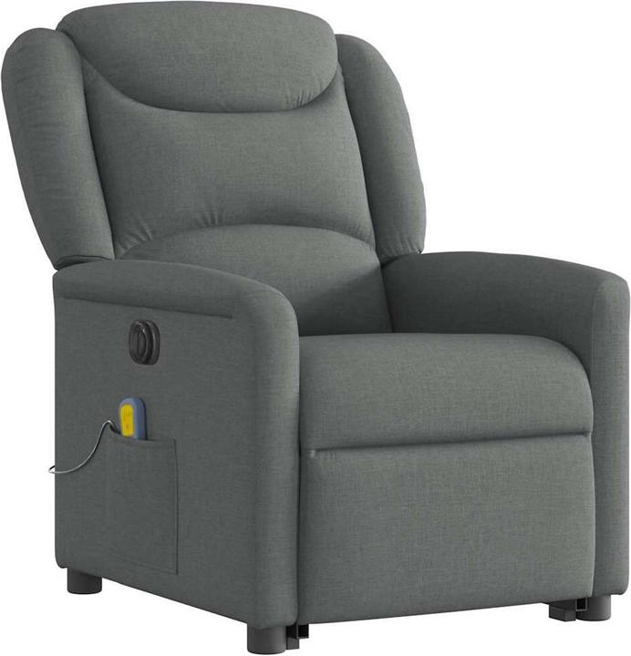 VidaXL Elektrischer Massagesessel mit Aufstehhilfe Dunkelgrau Stoff