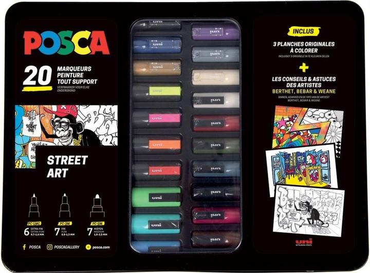 Image du produit Posca Marqueur "Street Art" Set de 20 pièces dans une boîte métallique (Multicolore, 20 x)