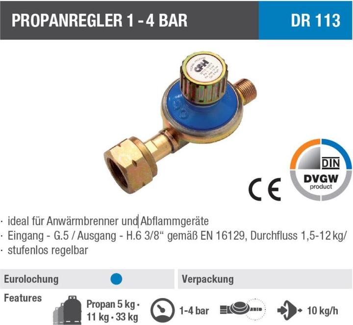 Immagine prodotto CFH Regolatore di propano da 1 a 4 bar