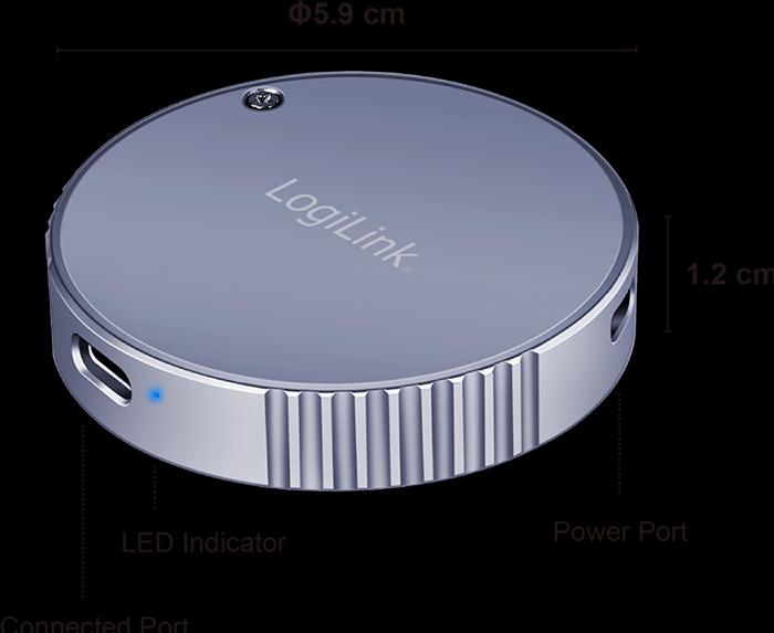 Produktbild LogiLink Magnetisches USB 3.2 Gen2 SSD-Gehäuse, 100 W PD, MagSafe-kompatibel, Spacegrau (M.2 2230)