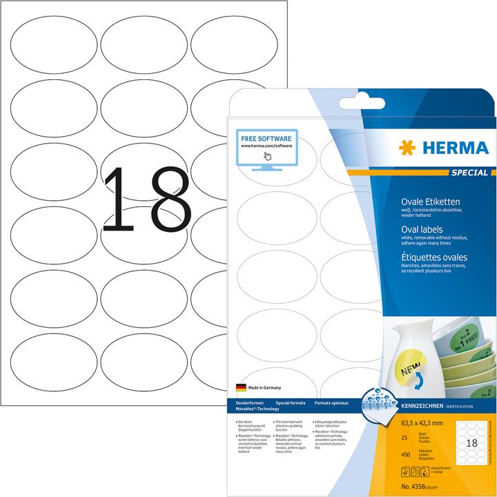 Produktbild HERMA Ablösbare Etiketten A4