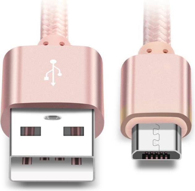 Produktbild Hermex Anki Micro USB Metall Ladekabel Stoff Datenkabel 1m ROSÉGOLD (1 m)