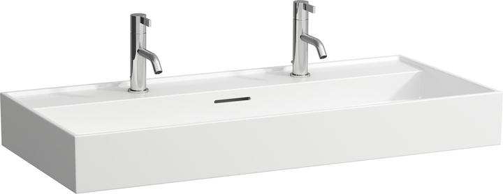 Produktbild Laufen Kartell Waschtisch unterbaufähig, 2 Hahnlöcher, mit Überlauf, 1000x460mm, H810337 (460 mm, 1000 mm)