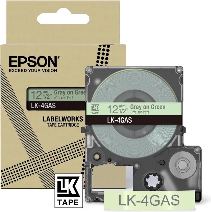 Epson Soft Green/Gray 12mm LK-4GAS (1.20 cm, Green, Grey)