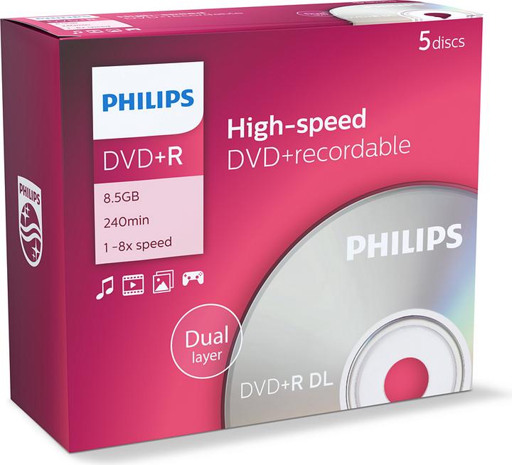 Immagine prodotto Philips 1x5 DVD+R 8,5GB DL 8x JC (5 x)