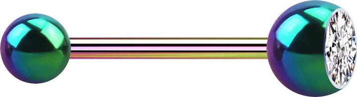 Image du produit Star Piercing Micro Barbell coloré avec boule et boule de cristal argenté (Acier chirurgical 316L, sans laiton)