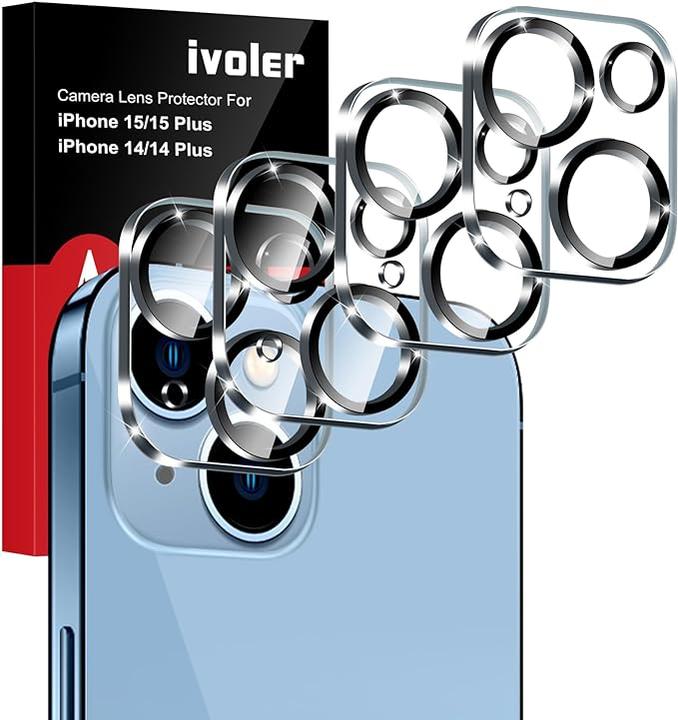 Actual product image Ivoler 4 pieces Camera protector Compatible with iPhone 14/ iPhone 15/ iPhone 14 Plus/ iPhone 15 Plus (4 Piece, Apple iPhone 14 Plus, Apple iPhone 15 Plus, Apple iPhone 15, Apple iPhone 14)