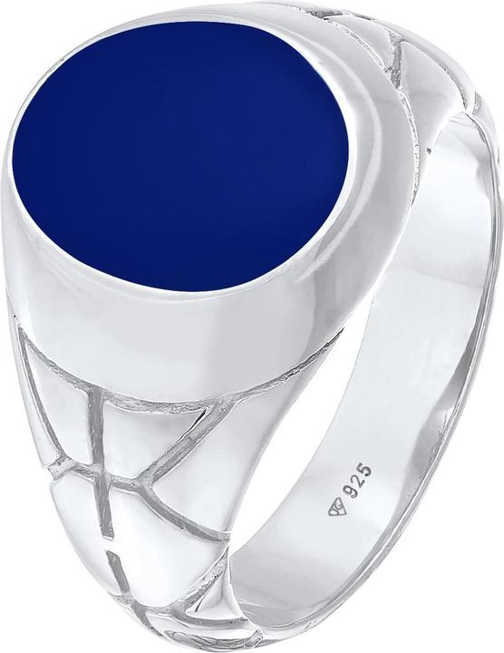 Actual product image Kuzzoi Ring Basic Mens Signet Ring Oval Enamel 925 Silver (62, 925 Silver)