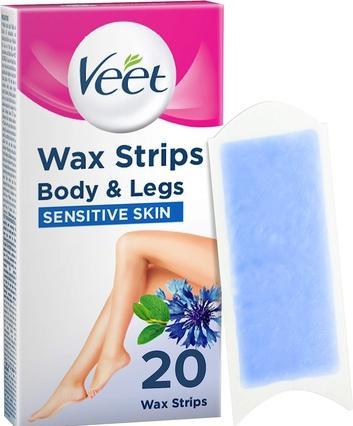 Actual product image Veet Cold wax strips sensitive skin Pure for legs & body (451.25 ml, 20 x, 63 g)