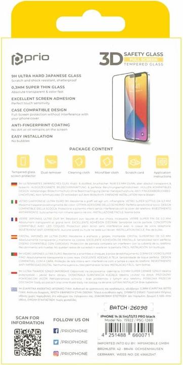 Actual product image prio 3D Tempered Glass (1 Piece, Apple iPhone 14, Apple iPhone 13, Apple iPhone 13 Pro)