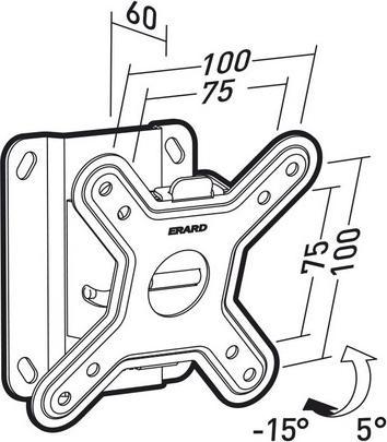 Immagine prodotto Erard CLIFF 100T supporto a parete inclinabile per monitor da 15-28 pollici (Muro, 23", 15 kg)