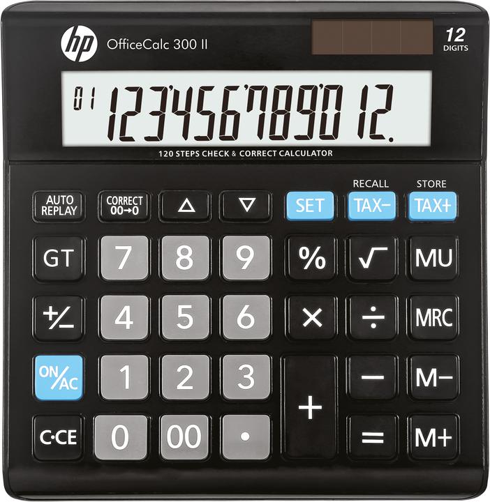 HP OfficeCalc 300 II desktop calculator black (Solar cells, Batteries)