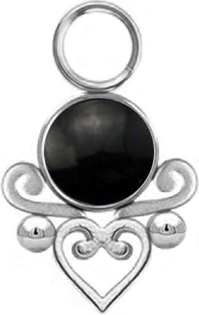 Produktbild Star Piercing Anhänger silber schwarzer Onyx Stein filigranes Herz (Mineralisch, ohne Messing, Chirurgenstahl 316L)