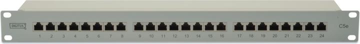 Actual product image Digitus Patch Panel 48.3cm 19inch 24Port Cat5e STP shielded grey RAL7035 Cable installation with LSA