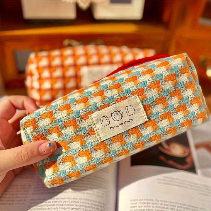 Actual product image Only-Bags.Store Rainbow woven stationery bag washable pencil case stationery box large capacity