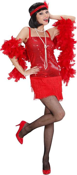 Widmann Charleston Kleid mit Stirnband und Feder rot (S, M, L)