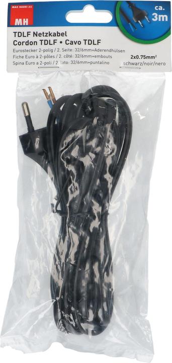 Actual product image Max Hauri TDLF mains cable H03VVH2-F2X0.75 type 26 (3 m)