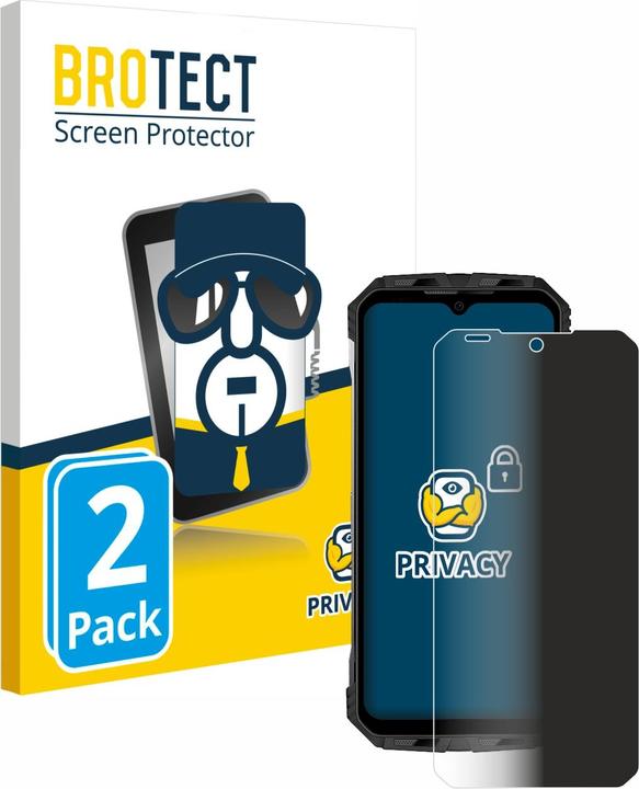 Productafbeelding BROTECT Anti-spionnetje privacyfolie Beschermfolie tegen blauw licht (2 Stuk, Doogee S110)
