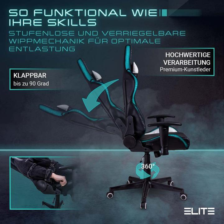Image du produit Elite Chaise de jeu MG200 Destiny, RGB noir-blanc