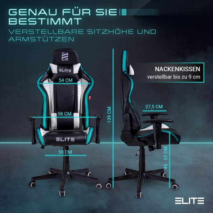 Image du produit Elite Chaise de jeu MG200 Destiny, RGB noir-blanc