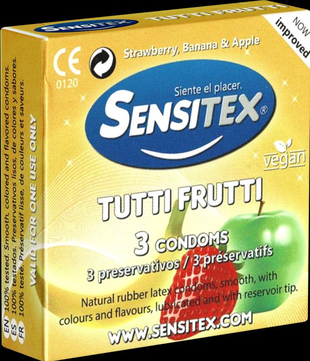 Image du produit Sensitex "Tutti Frutti" 3 préservatifs colorés et vegan avec goût - d'Espagne (3 pcs)