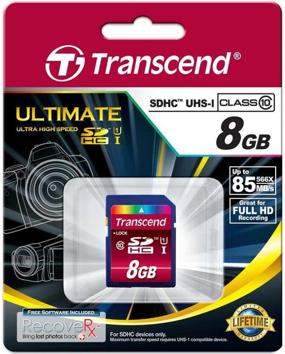 Immagine prodotto Transcend Sdhc Ultimate 600x (8 GB, SDHC, U1, UHS-I)