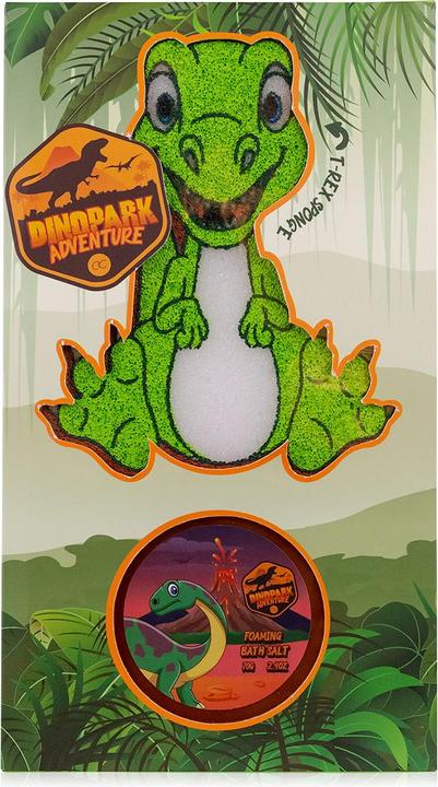 Accentra Badeset DINOPARK ADVENTURE in Geschenkbox, inkl. 70g Schaumbadesalz, T-Rex Badeschwamm (ca. 11 x 14c (Haarpflege set)