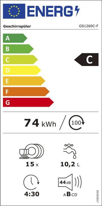 Label énergétique Berger & Lanz BergerLanz FSP GS1260 Geschirrspüler Freistehend 60 cm