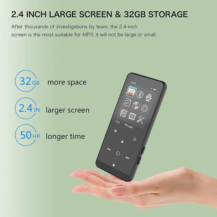 Image du produit Ihouone Lecteur MP3 32 Go, noir