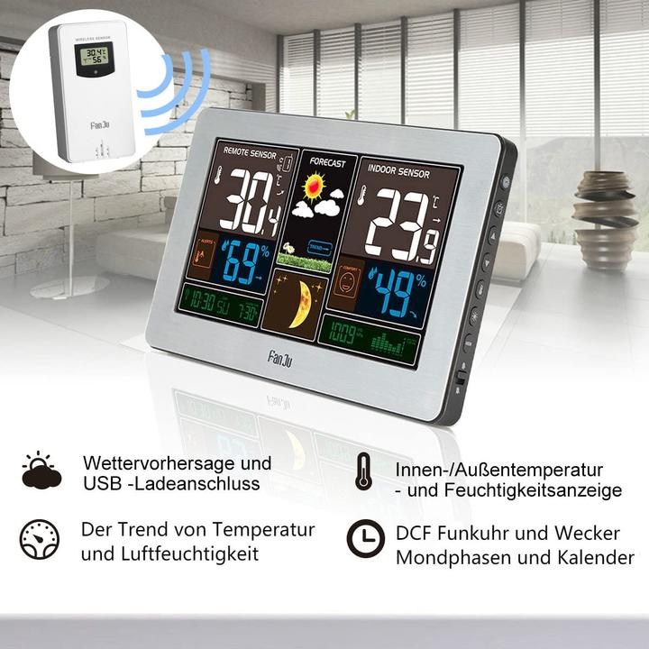 Produktbild FanJu FJ3378 Funkwetterstation, silber