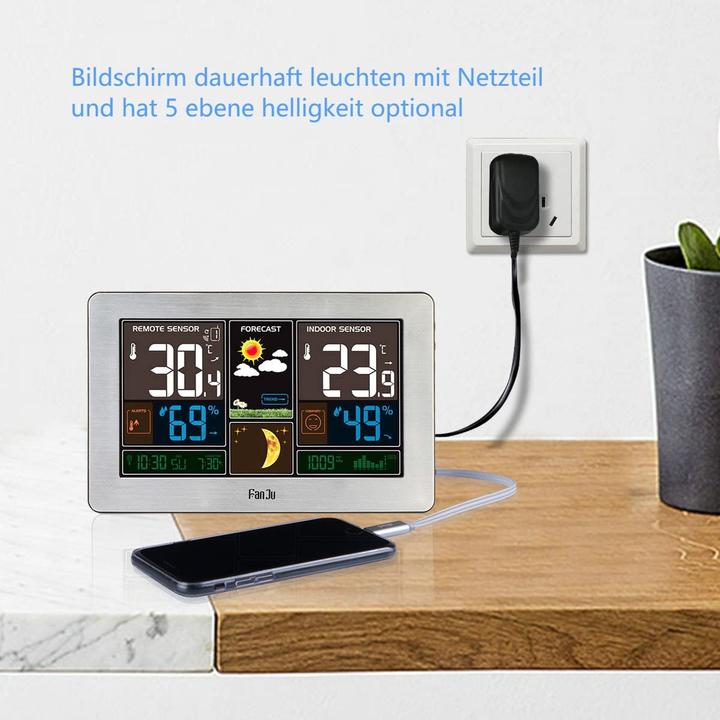 Produktbild FanJu FJ3378 Funkwetterstation, silber