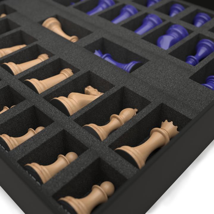 Immagine prodotto Skyline Chess Gioco degli scacchi - Serie in legno - Blu Vs Legno chiaro (with Marble Grid Board)
