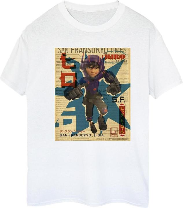 Actual product image Disney Womens/Ladies Big Hero 6 Baymax Hiro Newspaper Cotton Boyfriend T-Shirt (S)