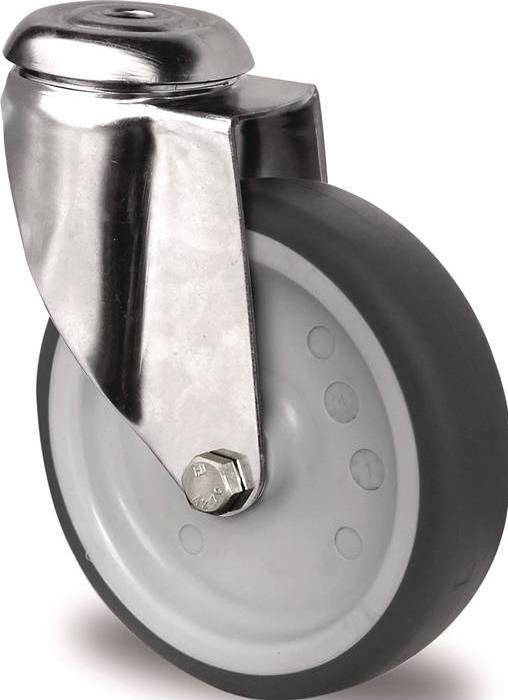 Actual product image Tecwerk Lenkrolle Rad-Ø 125 mm Tragfähigkeit 100 kg Rückenlochbefestigung Polypropylen Gleitlager Edelsta...