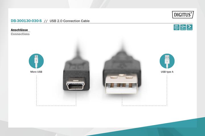 Produktbild Digitus USB A – USB Mini B (3 m, USB 2.0)