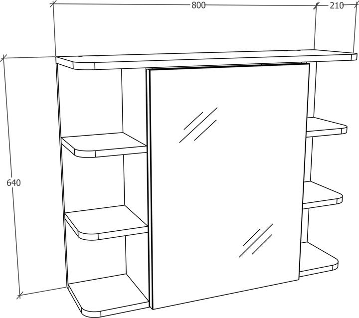 Produktbild VCM Badspiegel Wandspiegel Hängespiegel Spiegelschrank Badezimmer Ablage Nilosi (80 x 21 x 64 cm)